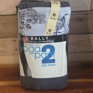 NWT Bally Total Fitness Ruched Waist Bootcut Yoga Pants Set of 2 Lycra Spandex